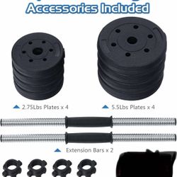 Dumbbell Set, 2 in 1 Adjustable Dumbbell Barbell Weight Set, 66lbs Maximum Weight Dumbbell Set of 2 $40