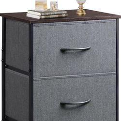 Brand New 2 Drawer Dresser for Bedroom, Small Dresser with 2 Drawers, Bedside Furniture, Night Stand, End Table with Fabric Bins for Bedroom, Closet, 