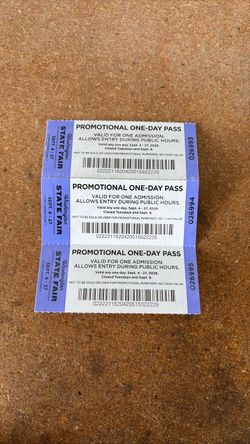 3 admission tickets to Washington state fair