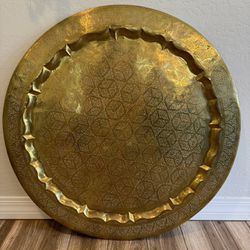 vintage extra large brass platter/ table top