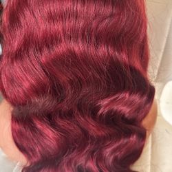 Red Bodywave Lace Wig Human Hair 26”
