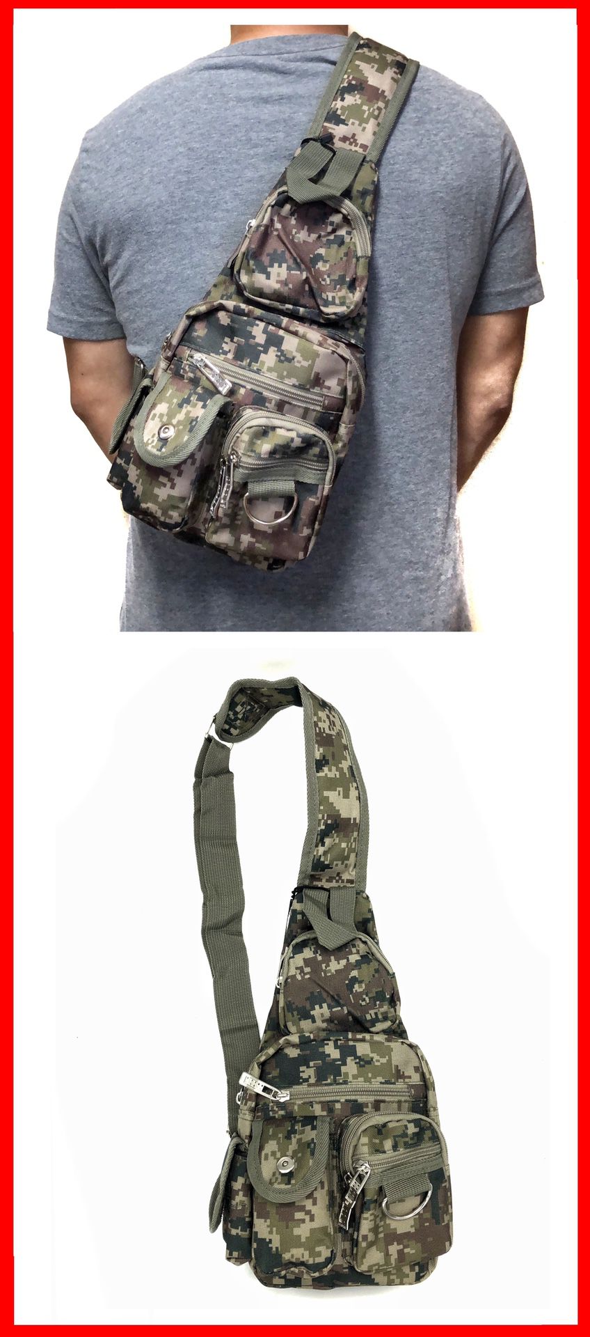 NEW! Camouflage crossbody sling side chest bag travel biking hiking work gym bag
