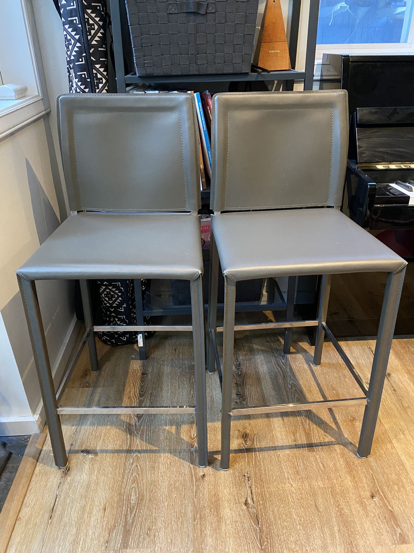 2 Leather Bar Stools