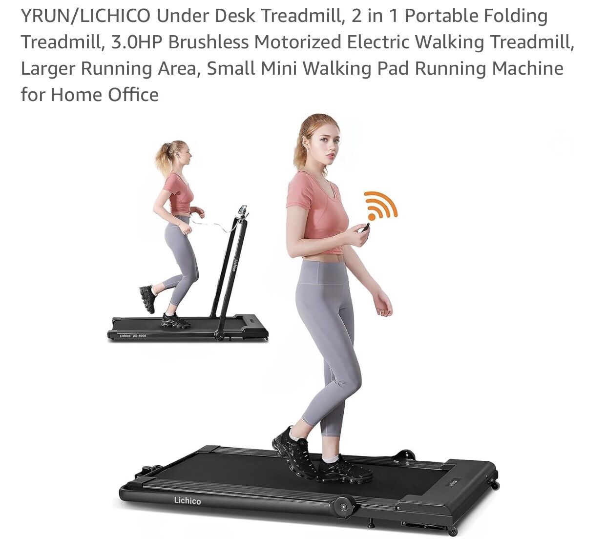 LICHICO Under Desk Treadmill, 2 in 1 Portable Folding Treadmill
