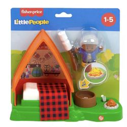Fisher-Price Little People Cabin Playset with Camp Fire Light and Sounds, 3 Pieces, Toddler Toy