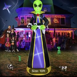 Brand New Unopened 10ft Halloween Inflatable Alien Holding Cow Decoration - Spooky Outdoor Yard Decor