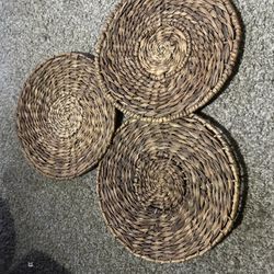 Set of 3 Natural Woven Trivets / Placemats 