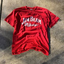 Red Jim Beam racing tee size L for with double sleeve hits and chest hit