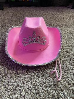 Western girl hat with light up button very fun !