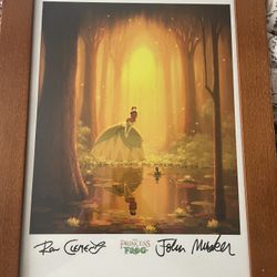 Princess And The frog Print Signed By Directors Ron Clements And John Musker