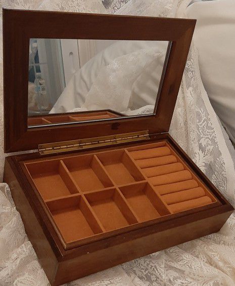 Vintage Wood Marquetry Jewelry Box