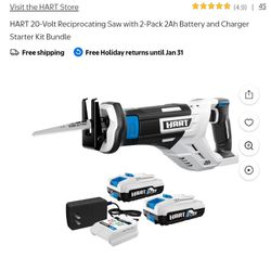 hart sawzall with 2 20 v batteries no charger