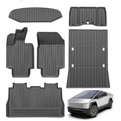 New All Weather Custom Fit Floor Mats Full Set For 2024-2026 Tesla Cybertruck 