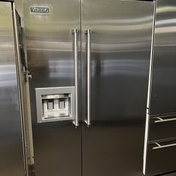 Viking 48”Wide Built In Stainless Steel Side By Side Refrigerator 