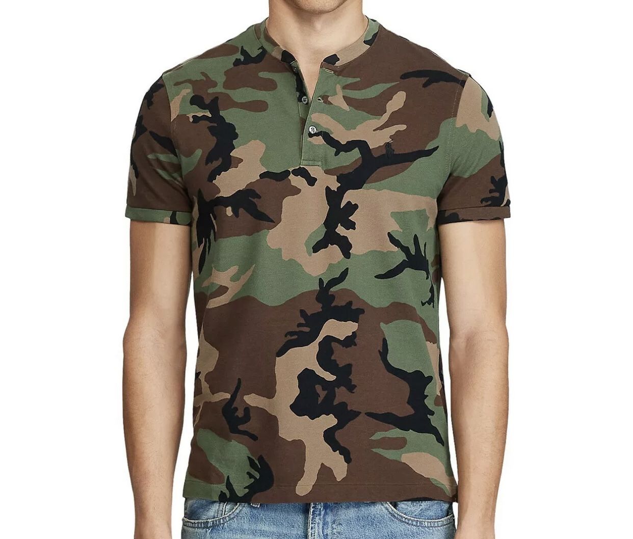 Polo Ralph Lauren Mens Camo Camouflage Henley Shirt Size XXL
