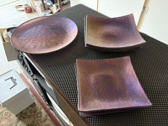 12 Kurt McVay Signed vintage iridescent Art Dishes