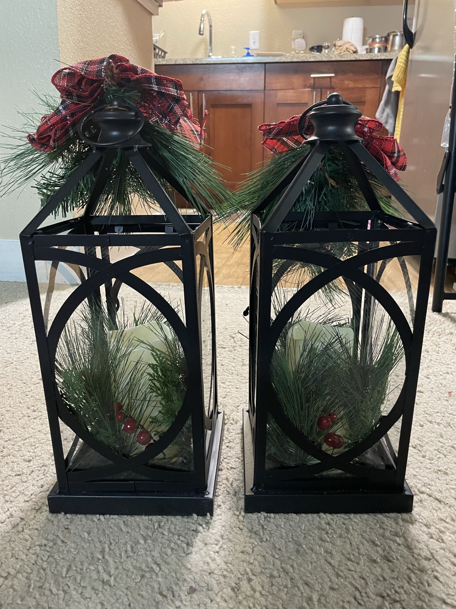Metal Lighted Holiday Lantern Candle Holders