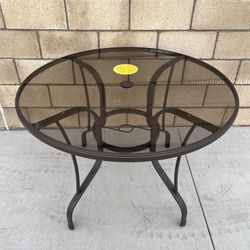 NEW StyleWell 42" Mix & Match Steel Round Outdoor Patio Dining Table w/ Bronze Smoky Glass **2 Available, $50 Each**