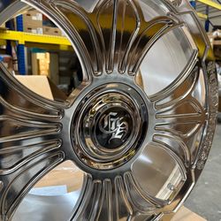 CH Chrome Hearts Polished Chrome Fully Forged T6061 Aluminum Wheels Rims Squared Set