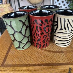 Coffee Cups By Gallery Animal Print Stoneware 5 Cups