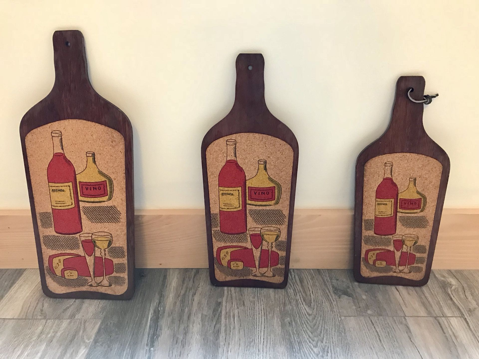 Antique wine & cheese cork serving trays