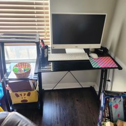 Black Glass Computer Desk