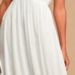 Lulus White Dress - Chiffon Maxi Dress