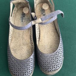JBU by Jambu Mary Jane Memory Foam Flats Gray Cutout Shoes Women’s Size 10 Comfort Casual