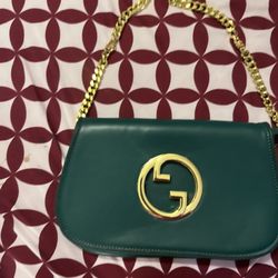 Name Brand Green And Gold Bag