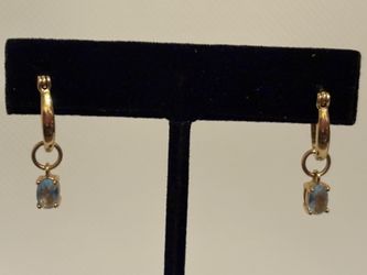 Sterling Silver 925 Gold plated Hoop / huggies Earrings w/dangle charm