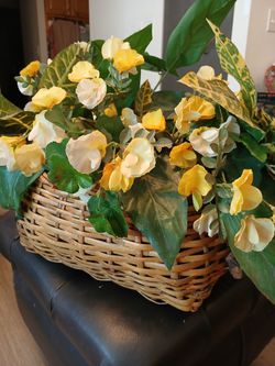FLOWERS IN WICKER BASKET 