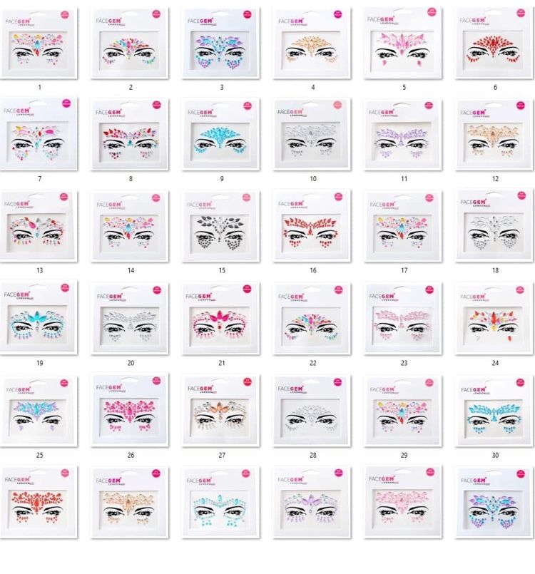 Self Adhesive Face Gems Pack Of 32