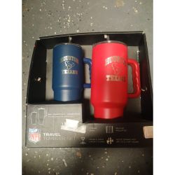 NFL Houston Texans BlueRed 24oz  40oz Vacuum Insulated Travel Tumbler Set Retail $45.00