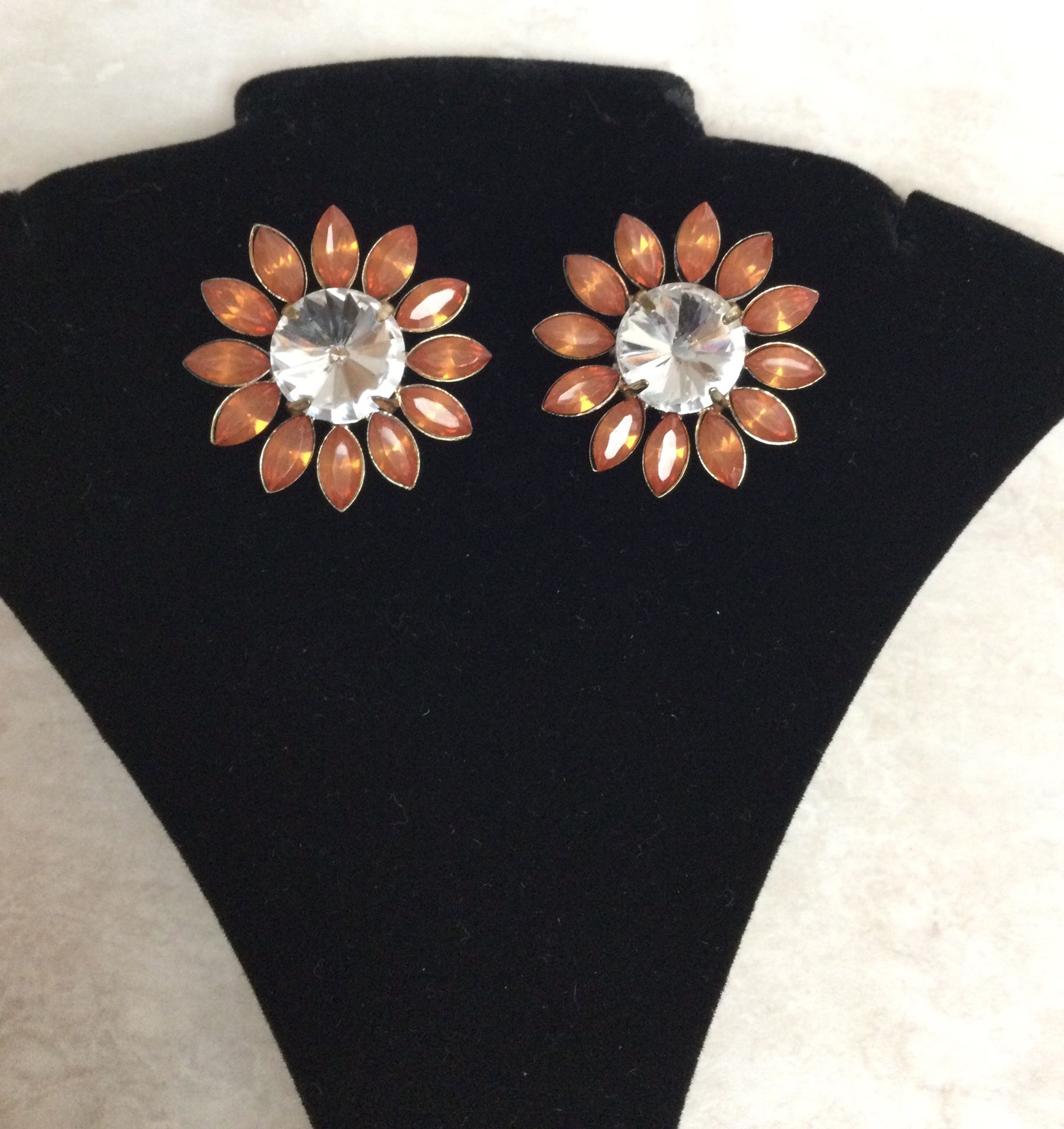 Crystal Flower Post Earrings (1 1/4”)