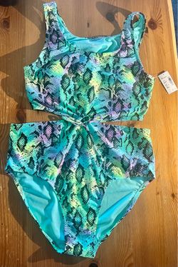 Brand New Girls Cut Out Snake Printed Bathing suit