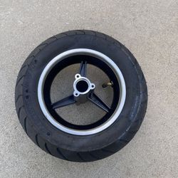 110/50-6.5” Mini Bike Wheel Rear Tire, Rubber Wheel Tire and Rim Package for 49cc 2-Stroke Pocket Rocket Bike Motorcycle