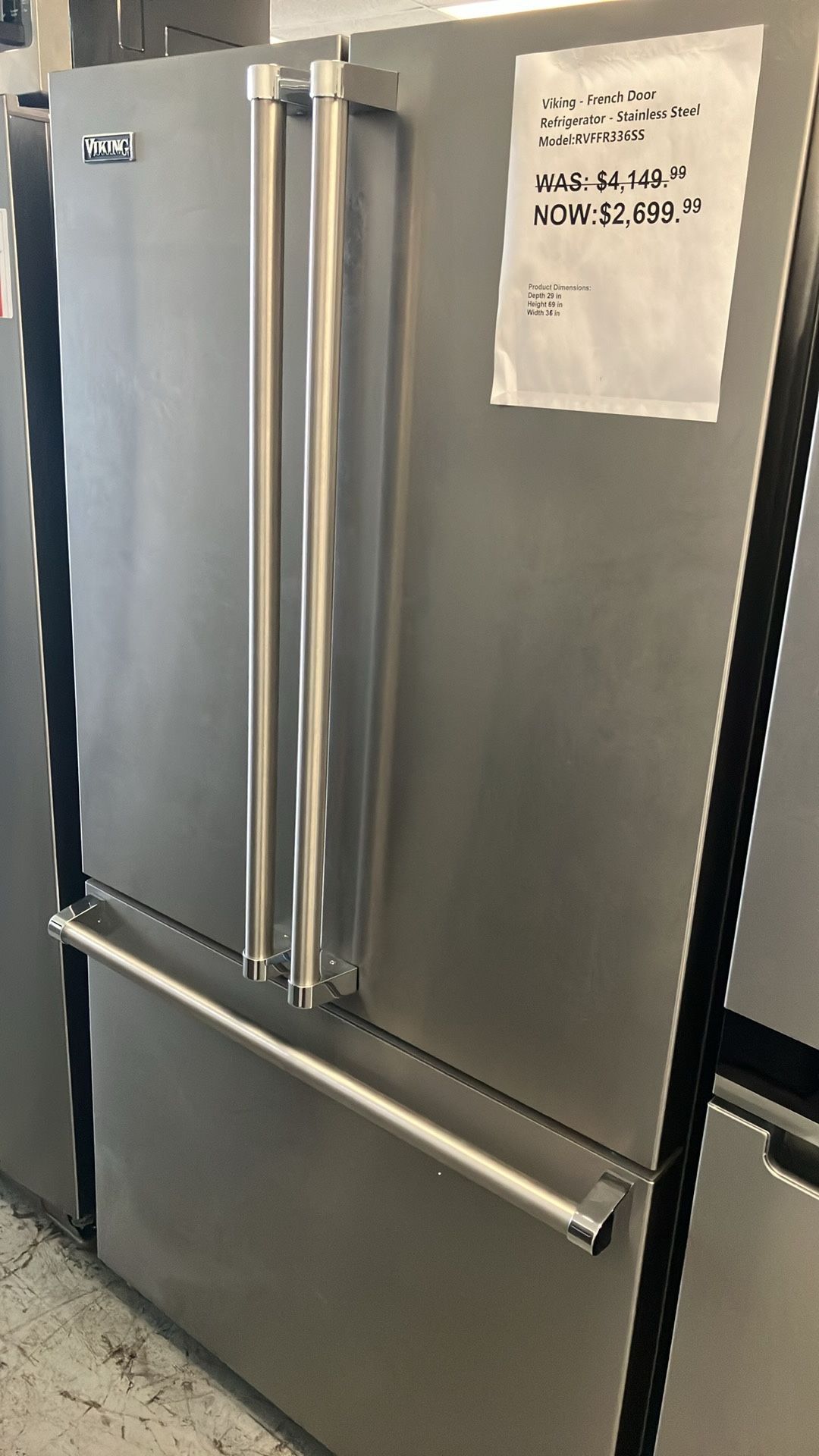 💥Great Deal💥VIKING 36" French-Door Bottom-Freezer - RVFFR336SS