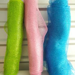 (3) Rolls of Metallic Mesh Ribbon Garland / Wreath Decor-Lime Green, Pink, & Blue