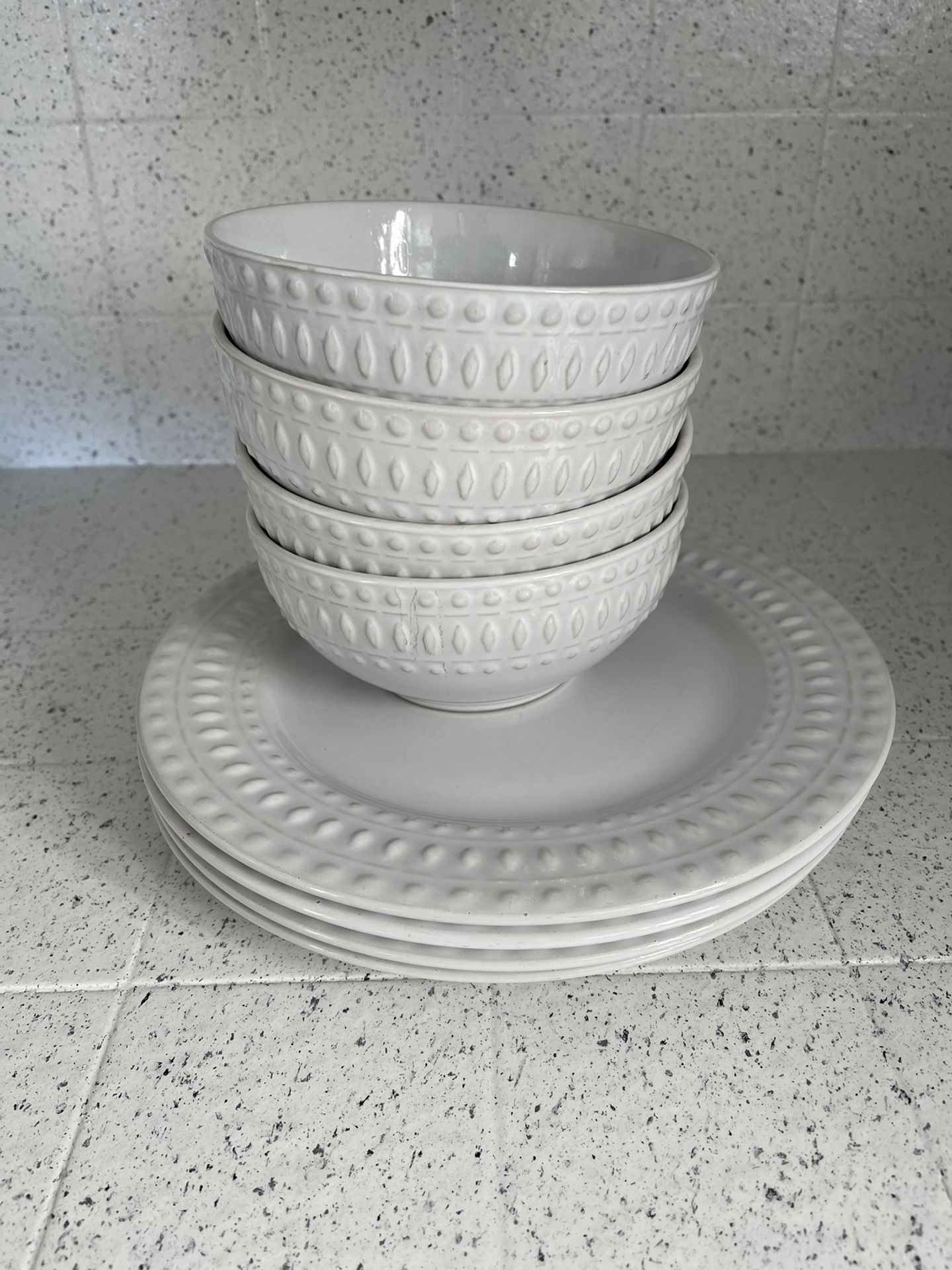 Boho White Plates And Bowls