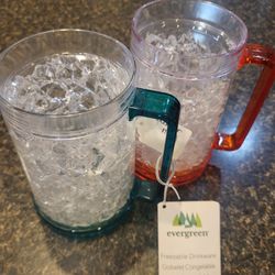 Evergreen Drinkware crackled-glass plastic double-gel freezer mugs, set of 2