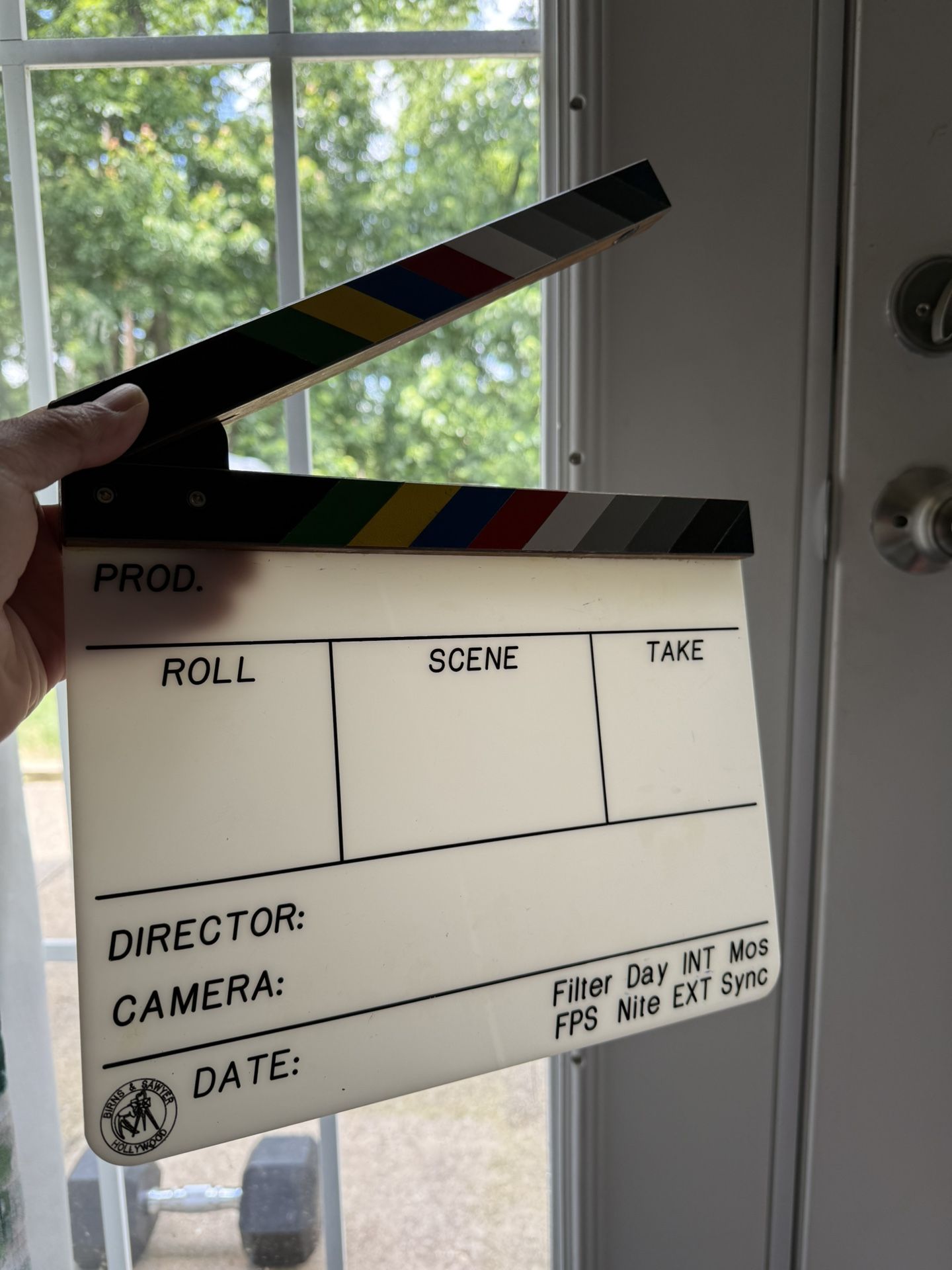 Birns & Sawyer 11" Professional Acrylic Production Slate with Color Clapper Sticks Film Slate