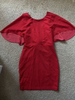 Red Flutter Sleeve Dress