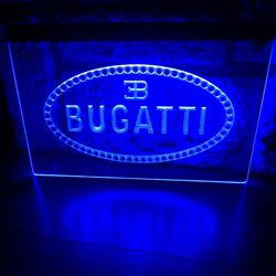 BUGATTI LED NEON BLUE LIGHT SIGN 8x12