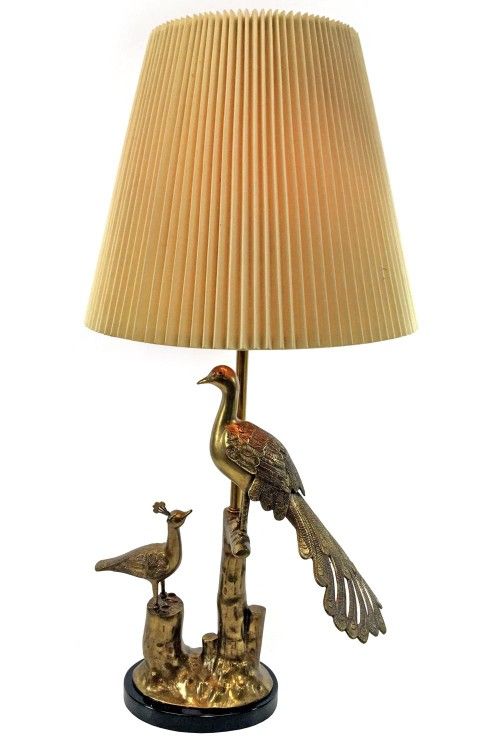 Mid Century Bronze Peacock Lamp