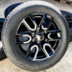 New 2025 GMC Sierra 1500 20" Black OEM Elevation Wheels and Bridgestone Tires 100% Tread