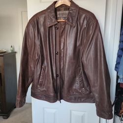 Sonoma Men’s XL Brown Leather Jacket Coat beautiful distressed chocolate brown