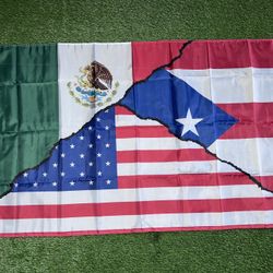 Mexico USA Puerto Rico Flag Size 5’x3’