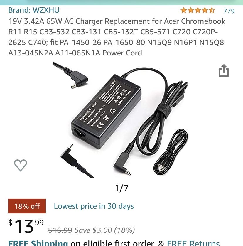 19v replacement ac adapter for acer chromebook