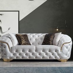 Lupino Ivory Velvet Loveseat