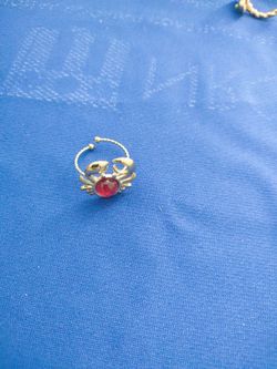 Brand new crab shape red cz ring